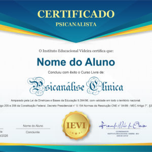 Certificado Confeccionado - Formação em Psicanálise Clínica